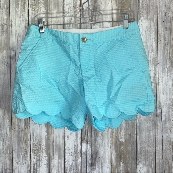 NWT Lilly Pulitzer Pool House Blue The Buttercup Scalloped Shorts - Picture 2 of 10